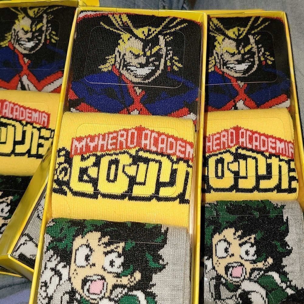 New My Hero Academia 3 Pair Pack Crew Socks Bioworld Funimation